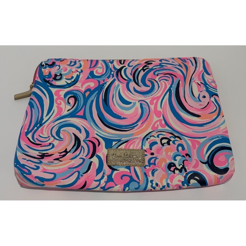 Lilly Pulitzer Catch All Make Up Bag in Raz Berry Flamingoals Pouch Pink Blue